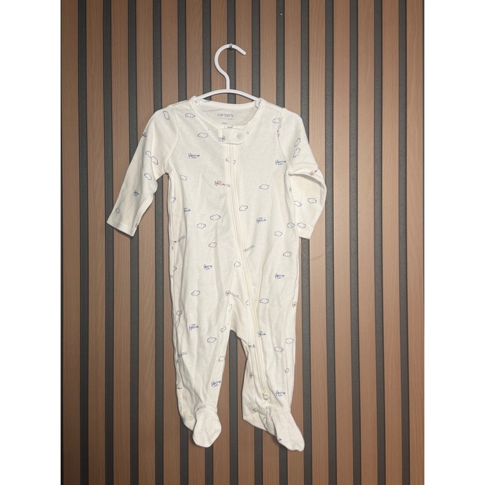 Carters Just One You Baby 6 Months Airplane Cloud Footed Sleeper Pajamas White